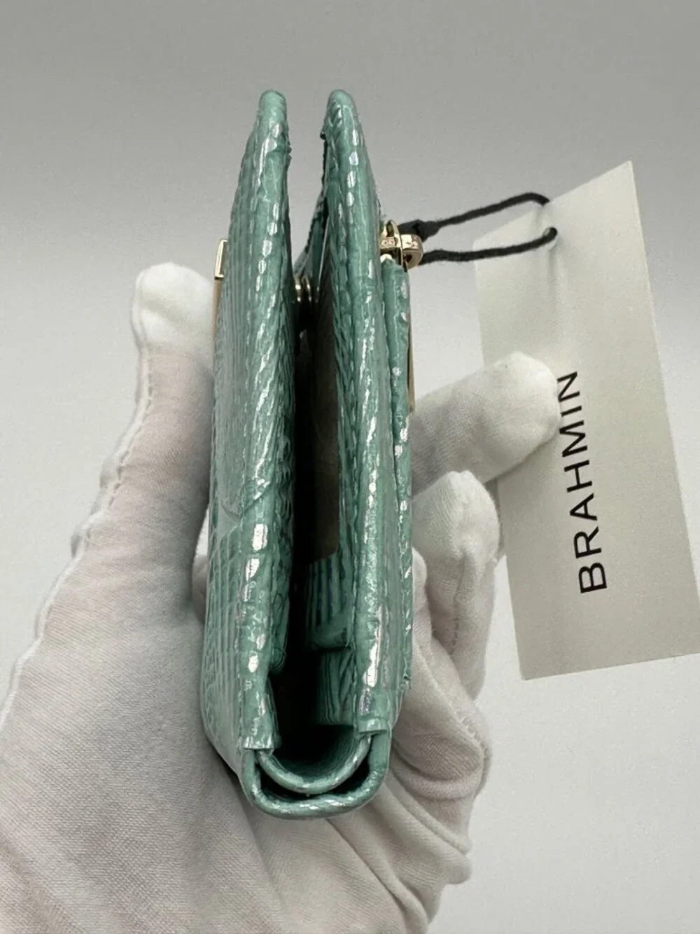 Brahmin Jane Waterfall Tides Seashell Embossed Leather Bifold Wallet NWT